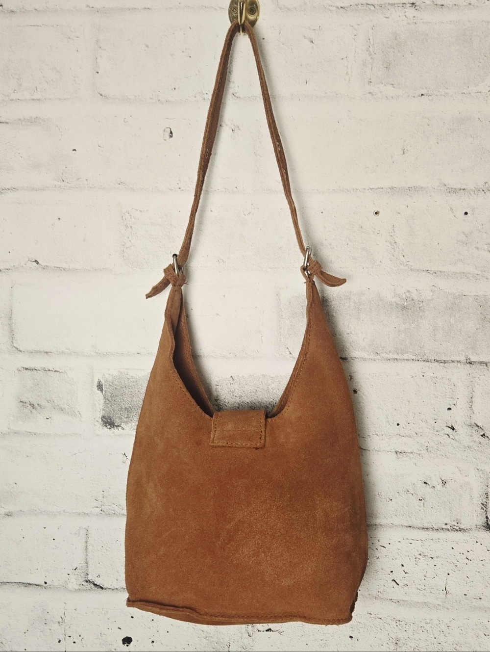 Vintage 2002 GAP Brown Suede Hobo Bag Y2K Minimalist Shoulder Bag - Picture 10 of 15